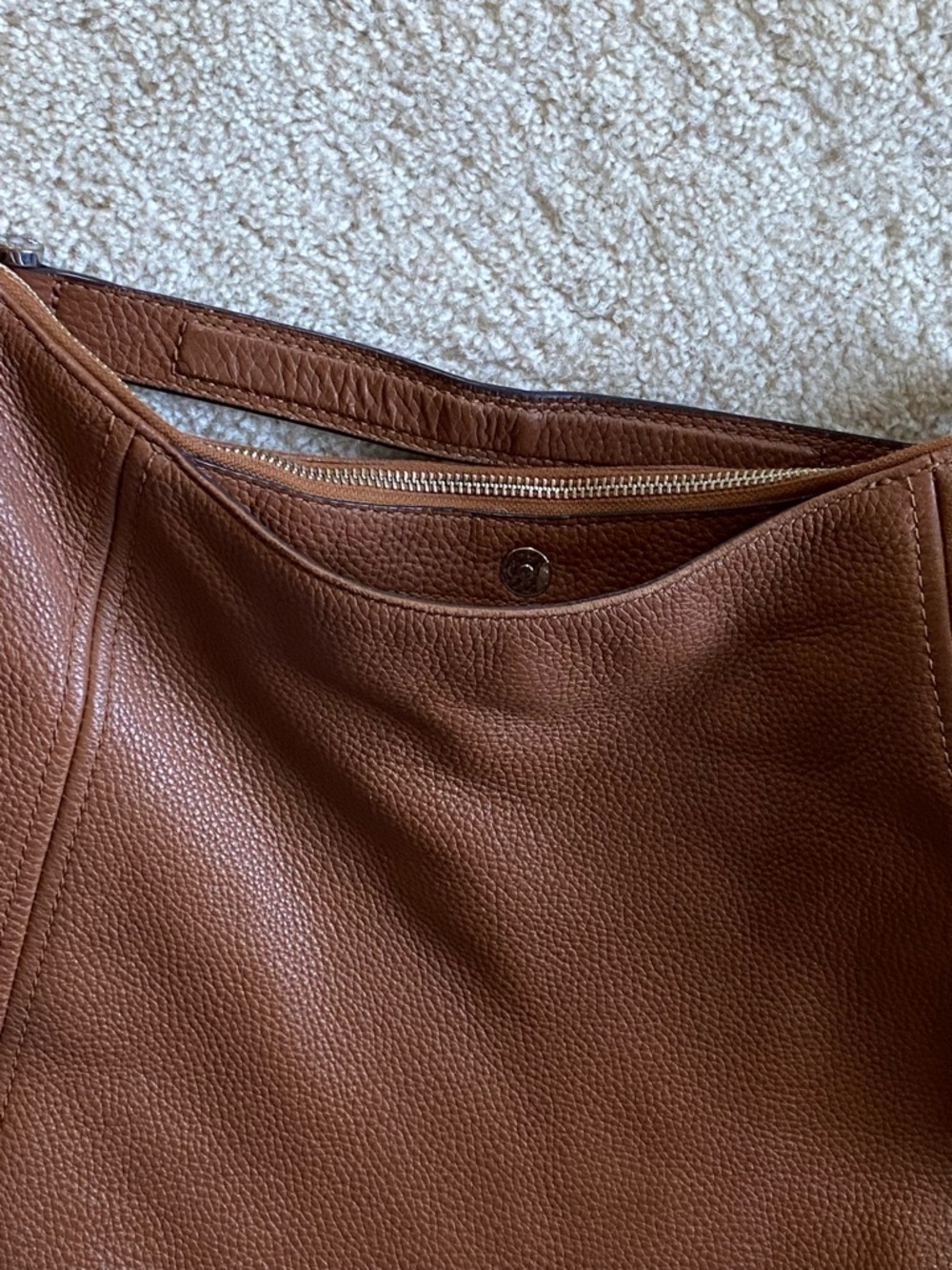 Michael Kors Caramel Pebbled Leather Large Hobo Bag With Tassel - Picture 8 of 14